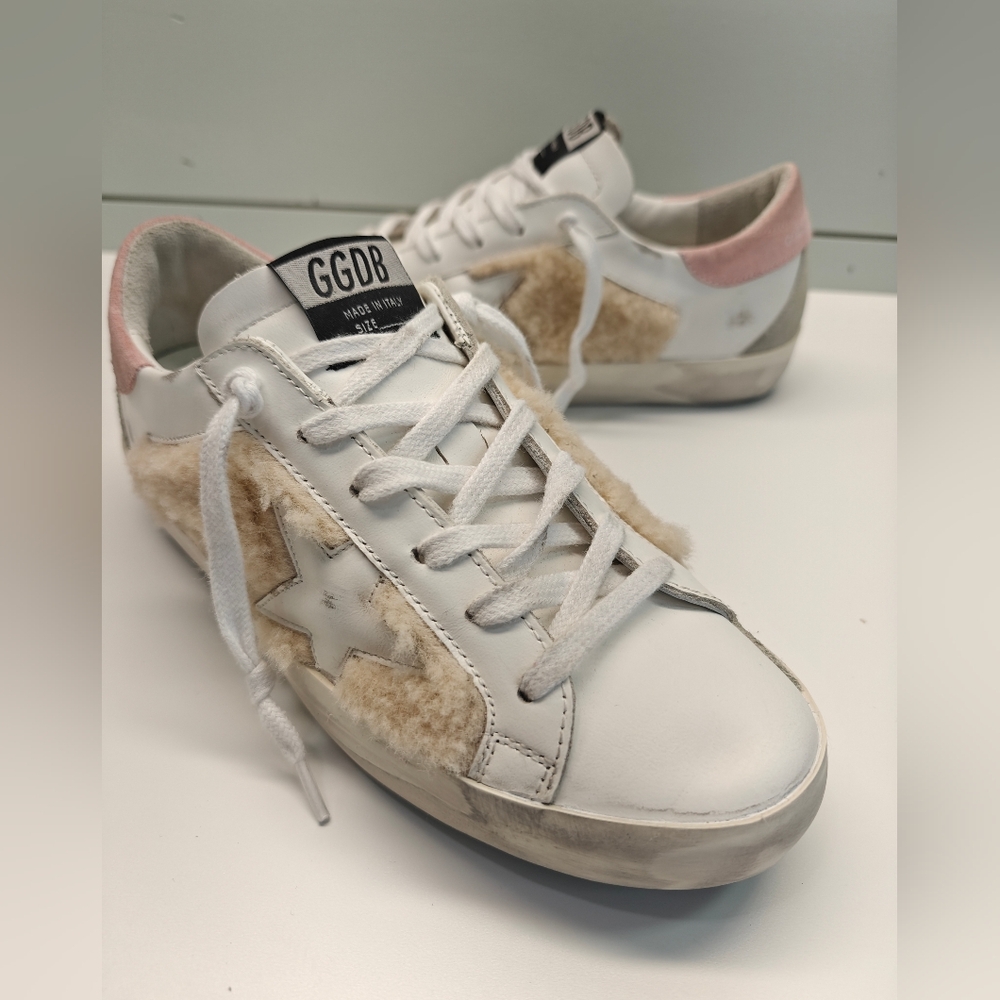 Golden Goose Super Star Leather & Shearling Trim Women's Casual fluffy shoes 37